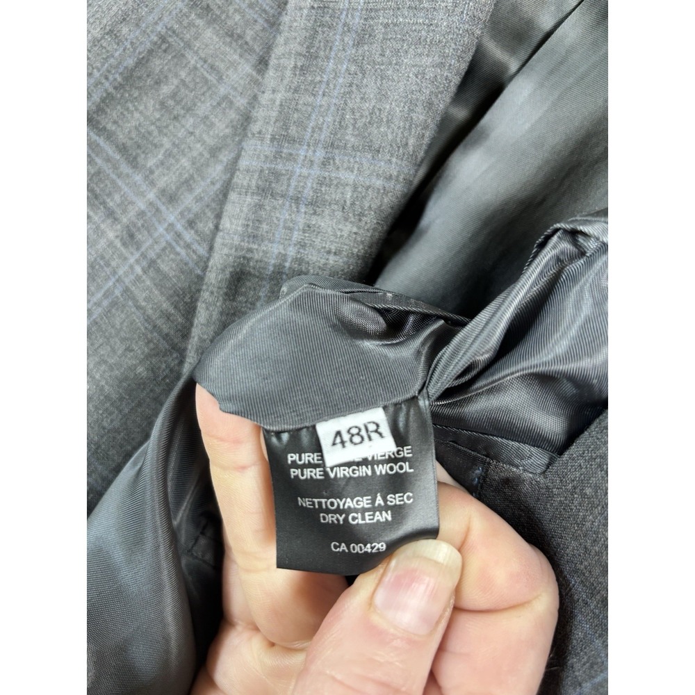 Peter Millar 48R 100% Wool Suit Gray Glen Plaid Jacket & Pants (39x28.5) Canada - Picture 6 of 16